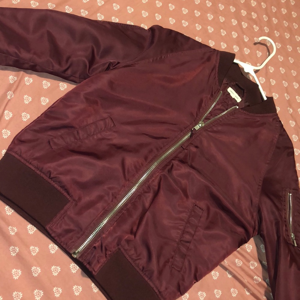 Burgundy varsity jacket